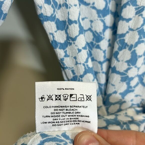 Faithfull The Brand, Women’s Wrap Top, “Zalia” Floral in 'Riviera Blue' - Small - Picture 17 of 17